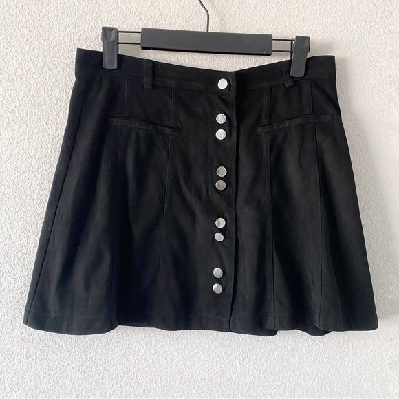 Zara Dresses & Skirts - Zara Trafaluc faux suede soft black button front mini skirt size medium